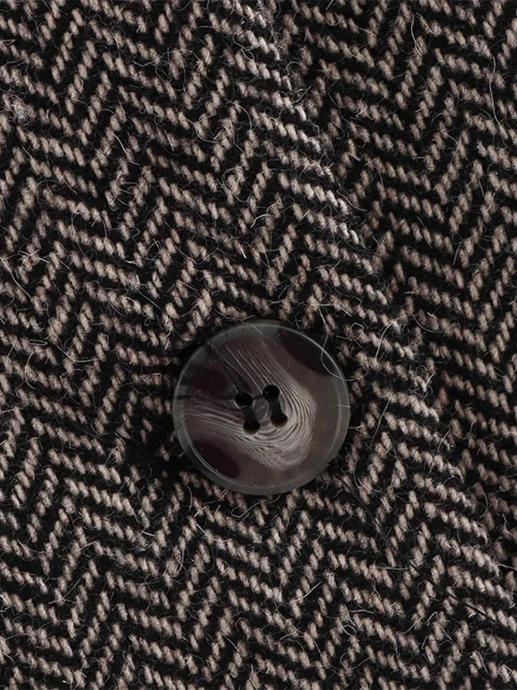 TAVIMART  -  Herringbone Wool Tweed Women Suit Blazer New Single Breasted Lapel Jacket Autumn Winter Formal Fashion Coat Lady Outwears