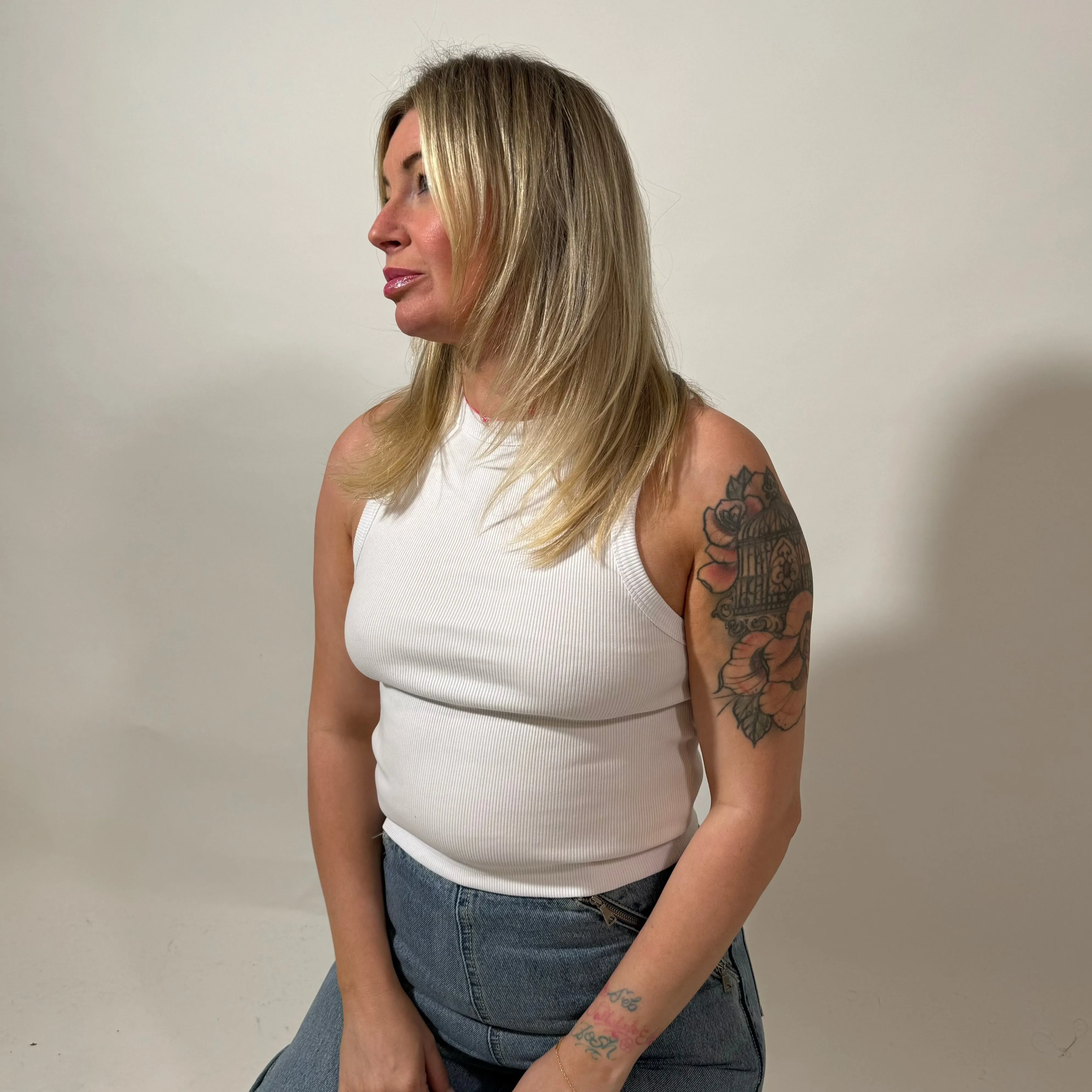The r.e.b.l Racer's - Luxe White Racerback Vest Top