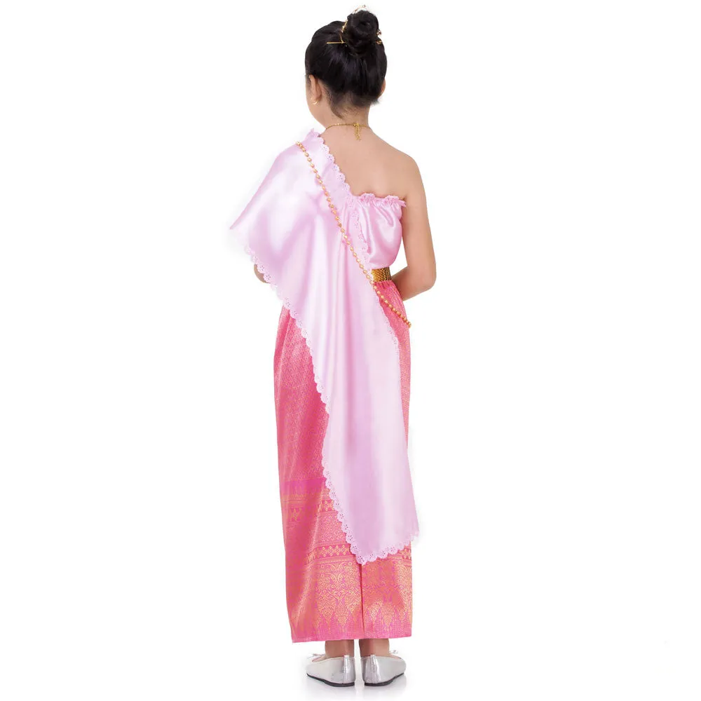 Traditional Pink Princess Chut Thai Girls Dress