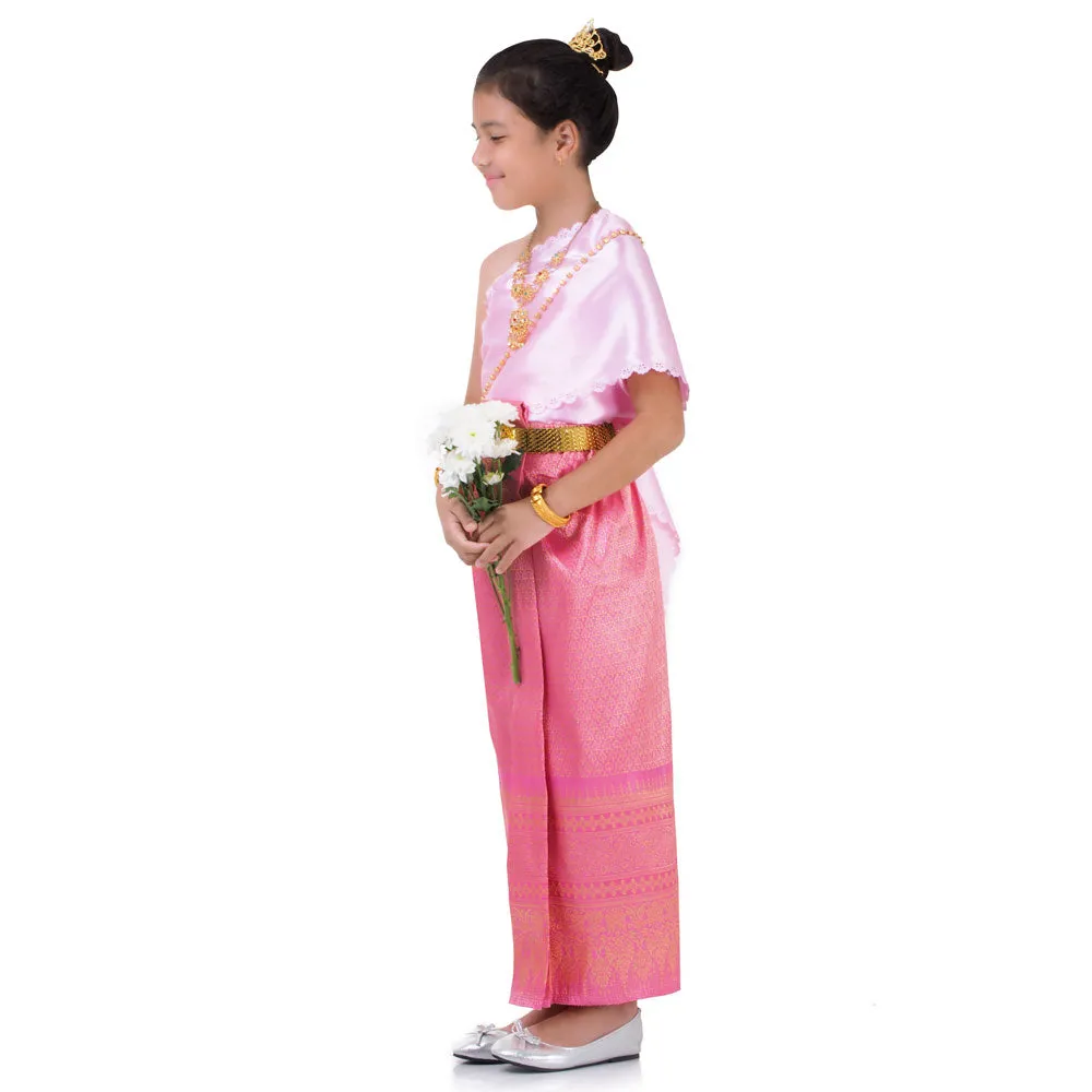 Traditional Pink Princess Chut Thai Girls Dress