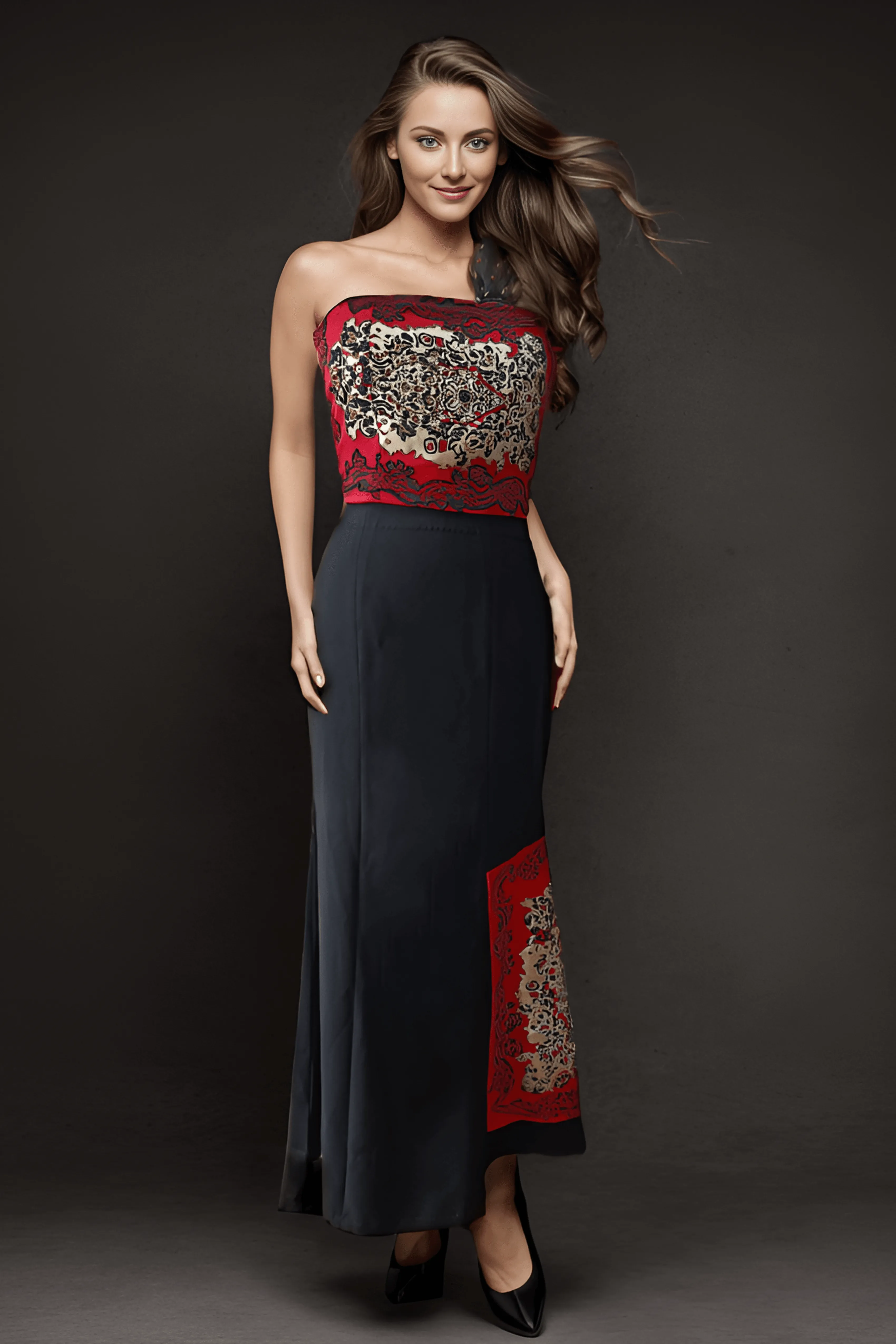 Vermilion Red Mermaid Gown