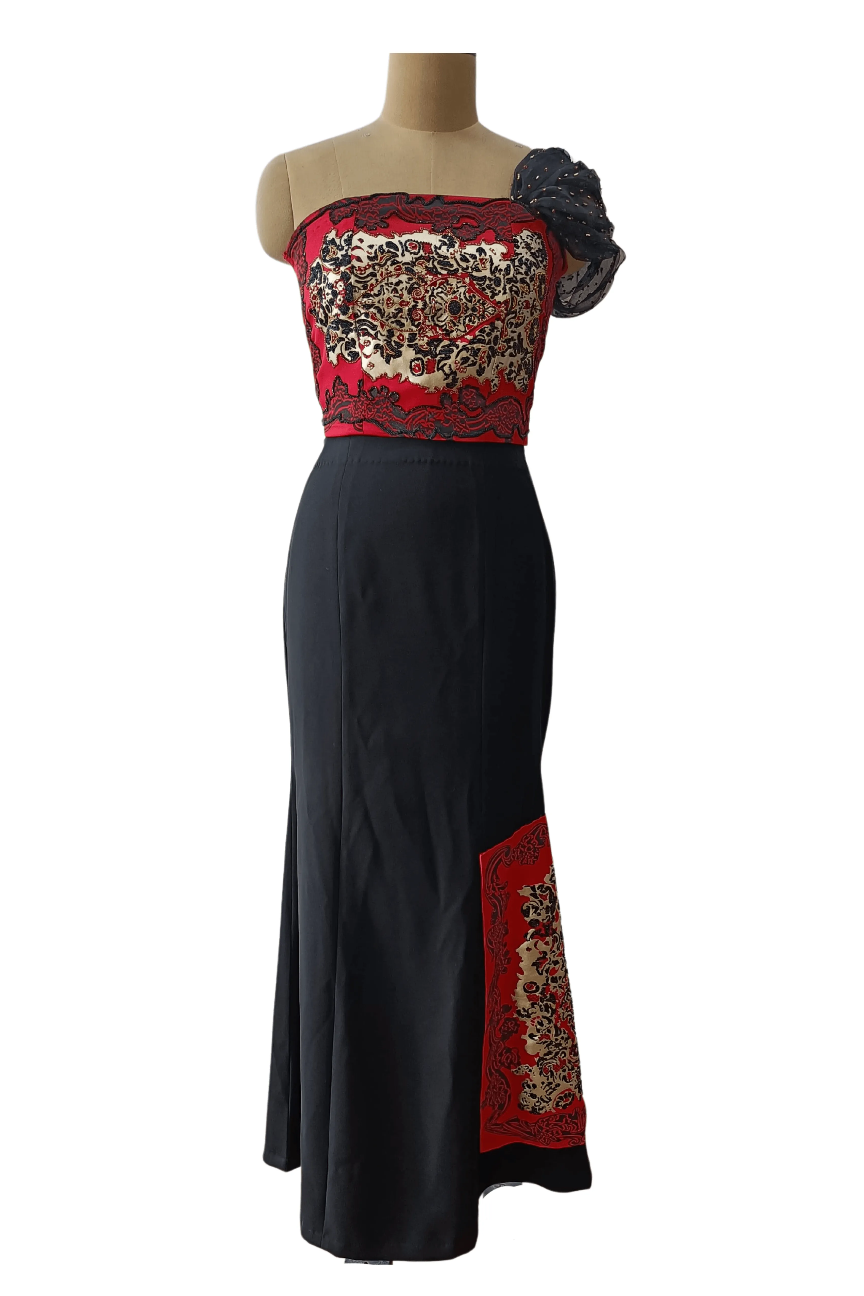 Vermilion Red Mermaid Gown