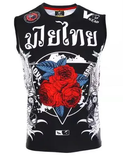 Vszap Rose VTT009 Muay Thai Boxing Dry Tech Vest Tank Top S-4XL Black