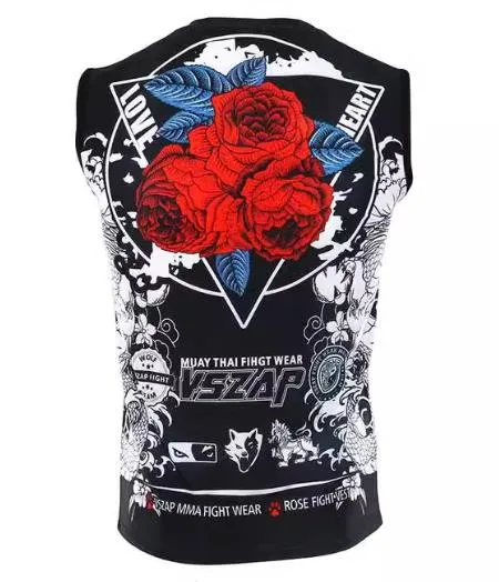 Vszap Rose VTT009 Muay Thai Boxing Dry Tech Vest Tank Top S-4XL Black