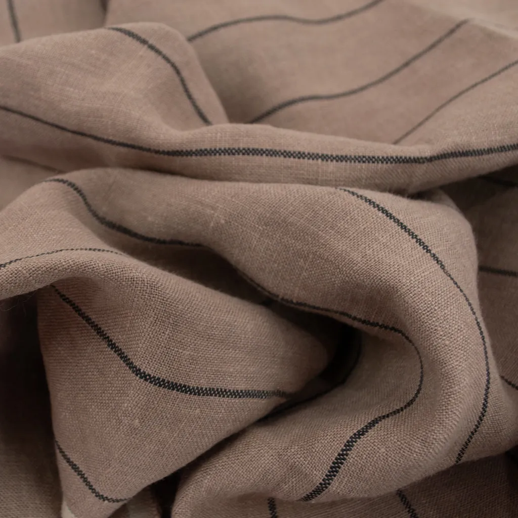 Wide Striped Linen - Brown Sugar