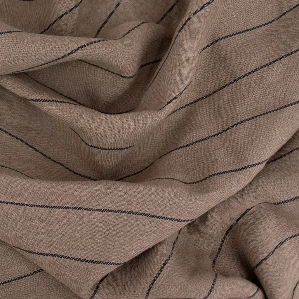 Wide Striped Linen - Brown Sugar