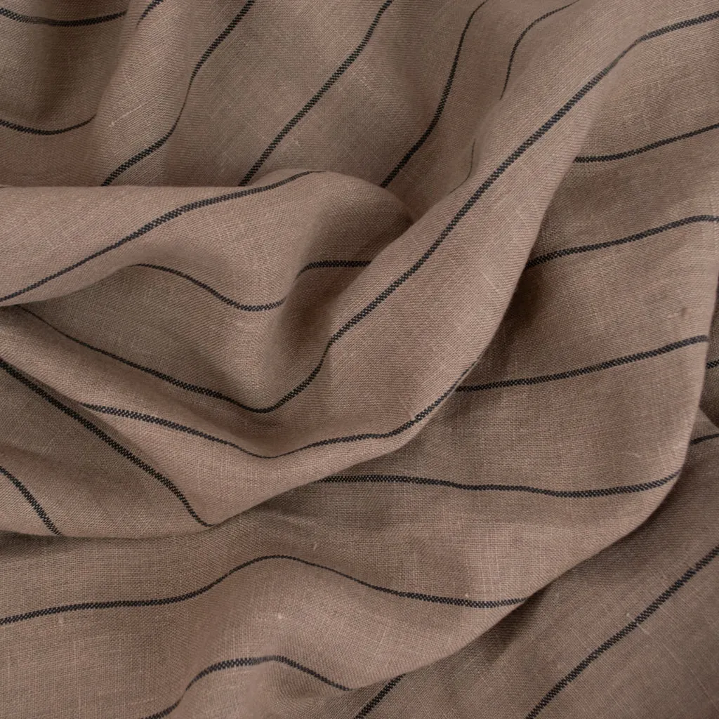 Wide Striped Linen - Brown Sugar