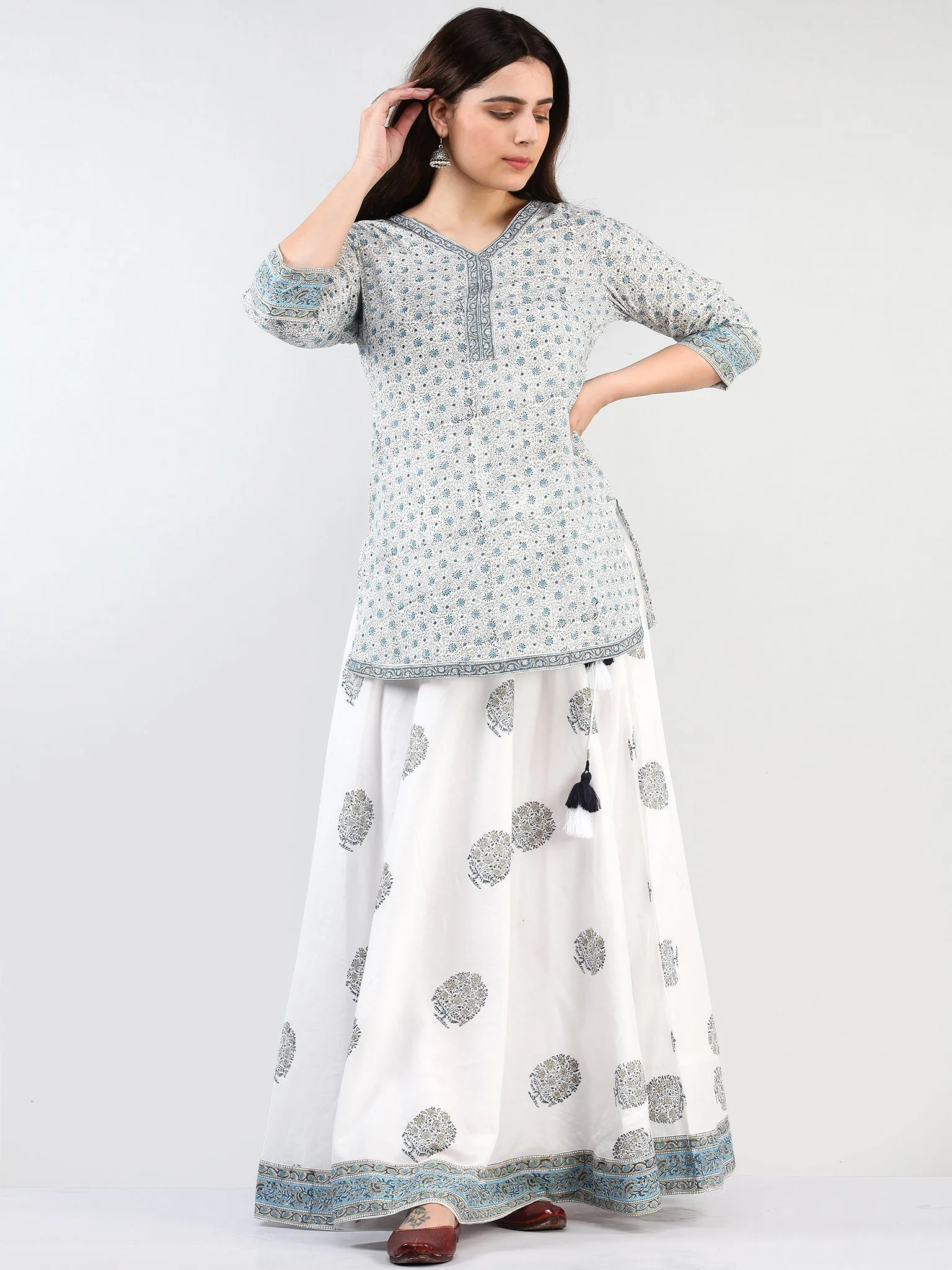 Zohra Aadhina - Set of Top Skirt & Dupatta - KS43D2504D